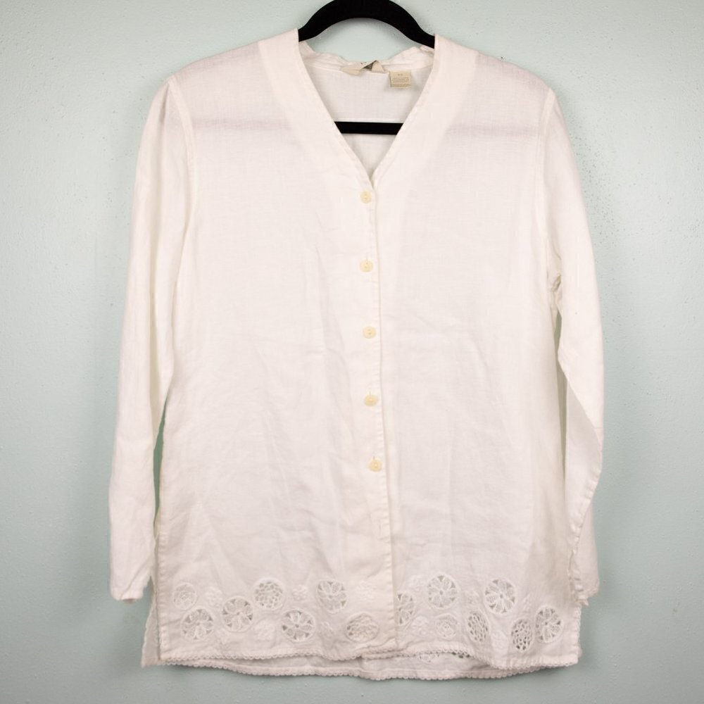 J. Jill white linen button up tunic-XS